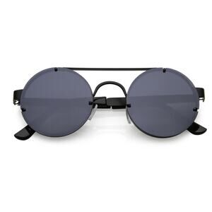 Vintage Steampunk Sunglasses Men Women Fashion Round Black Retro Eyewear